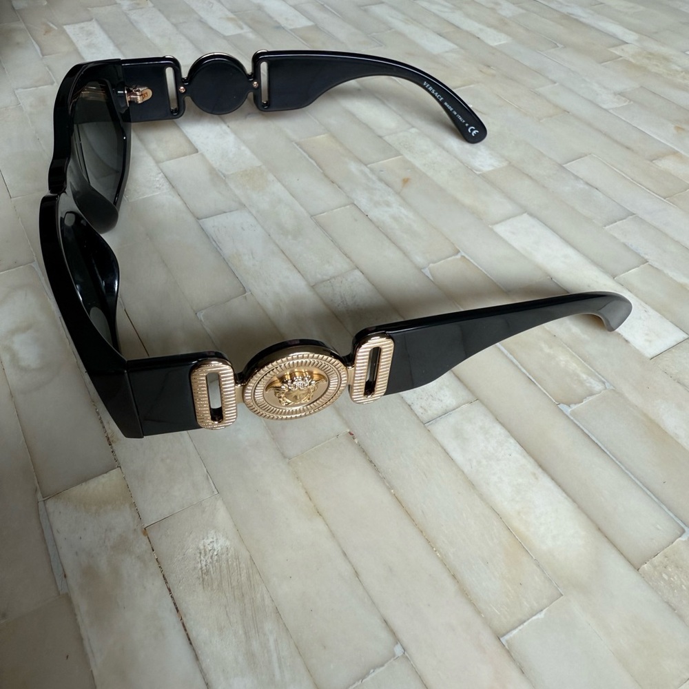 Versace Black Sunglasses with Gold Medusa Detail